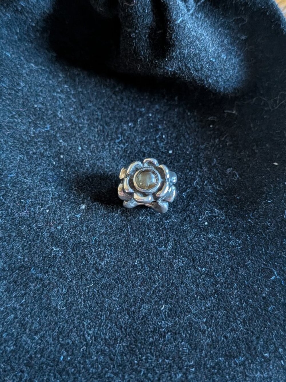 Retired Pandora Silver 925 Flower Charm with Gems